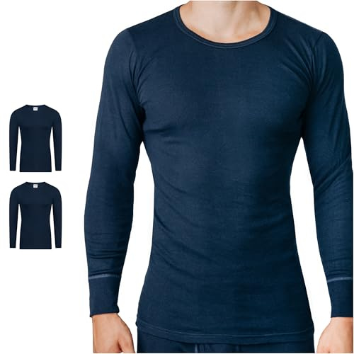 SES Camiseta de manga larga para hombre, paquete de 2 unidades, tallas S - 4XL / acanalado fino, camiseta de manga larga para hombre, de mezcla de algodón y poliéster de alta calidad, camiseta de
