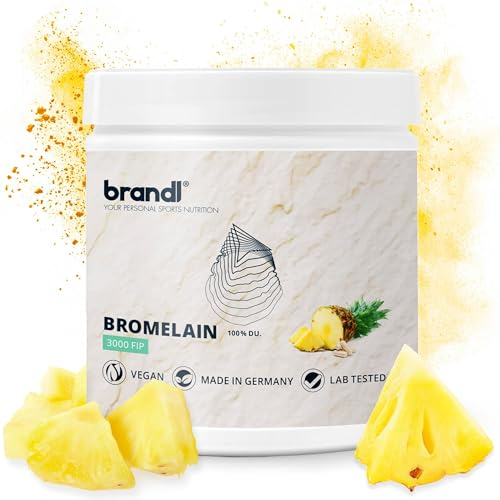 Bromelain hochdosiert | Natürliche Enzyme aus der Ananas by brandl® | 6.000 FIP pro Kapsel | auch optimal für Sportler | 60 Stk. Bromelain Kapseln mit je 600mg Ananas Enzym