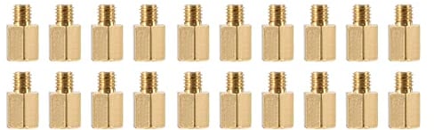 YOKIVE 20 Pcs M3 Standoff Screws, Brass Hex PCB Standoffs, Keep Height Consistent, Great for Motherboard (Gold Tone, 6mm+3mm)
