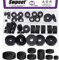 Swpeet 40 pièces Kit combiné d'entretoises rondes en caoutchouc de 8 tailles, kit de rondelles en caoutchouc noires antivibratoires de 6/7/8/10/15/20mm, rondelles en néoprène pour accessoires
