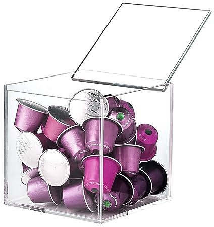 DARENYI 5 x 5 inch Clear Acrylic Coffee Pod Holder with Lid