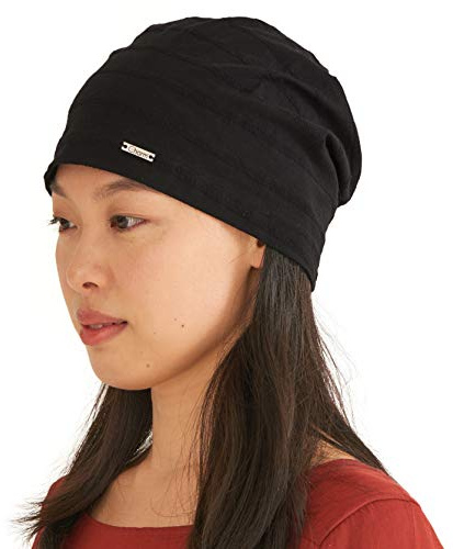 100 % lätt bomullshatt för män - Chimio mössa dam sommar mjuk slouchy mössa mössa hårskydd natt, svart, L