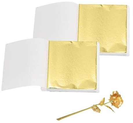 Blattgold, Blattgold zum Basteln, Goldpapier zum Basteln, Goldflocken, Goldfolie, Blattmetall, Blattgold Acrylmalerei, Goldblatt, Goldfolie zum Basteln, Blattmetall Gold, Goldblatt Basteln(200PC,14CM)