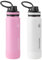 ThermoFlask Double Wall Vacuum Insulated Stainless Steel 2-Pack of Water Bottles, 24 Ounce, Strawberry/Arctic White