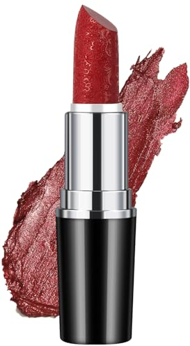 Anglicolor Métallique Briller Rouge A Levre Rose,Rouge A Levres Pailleté À Haut Pigment Sculpted Craft,Rouge À Levre Texture Crémeuse,Rouge À Lèvres Longue Tenue Hydratante (#12 CHERRY BOMB, 4g)