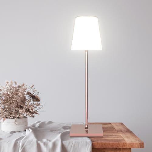 Palmina Lampada 710 Touch Cordless - Lampada LED RGB interno e esterno, ABS+metallo, Ricaricabile USB, Portatile, Testa staccabile, 2600mAh, Lungo Durata, RGB luce fredda e calda - oro rosa cromato