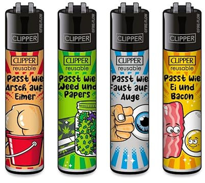 Clipper® Feuerzeuge - 4er Set + Crystal Balls (Passt!)