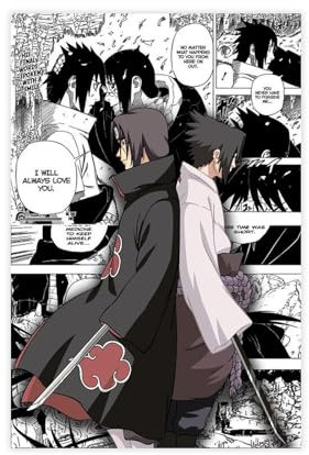 Hndeial Anime-Poster auf Leinwand, Motiv: Uchiha Itachi und Sasuke, Schlafzimmer-Dekor, Sportlandschaft, Büro, Raumdekoration, Geschenk, ungerahmt, 50 x 75 cm