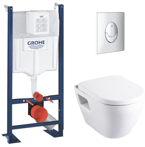 Grohe Edles WC-Garnitur | Rapid SL Standgestell | Spülrandlos Serel | verchromte Platte | ideal für modernes Badezimmer | Art.-Nr. 39583000