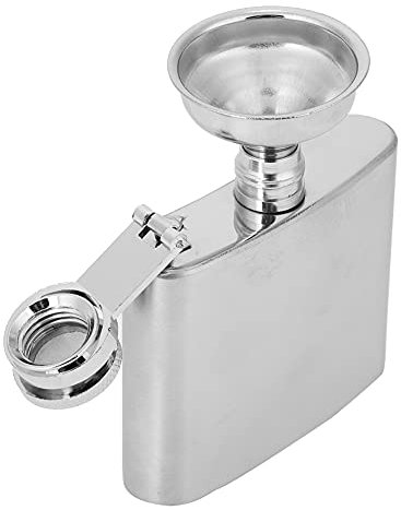 WPKD BLUEIY Flachmann Edelstahl,Alkoholflasche,Flachmann Für Spirituosen,Flasche mit Trichter Schlüsselanhänger Whiskey Cotainer Flasche für Outdoor Reisen, Camping (2 oz Krug + 1 Trichter)