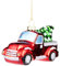JOIEDOMI Roter LKW mit Baum, geblasenes Glas, großer Weihnachtsschmuck für den Weihnachtsbaum, hängende Verzierung, Weihnachtsdekoration für den Außenbereich, Innenbereich für Weihnachtsfeiern