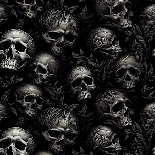 HEKO PANELS Stoff Oxford Wasserdichte Meterware Canvas-Stoff Polyester Stoff Zum Nähen Nähstoffe Dekostoffe Wasserabweisend Blickdicht Schädel 3 Meter 155 x 300 cm