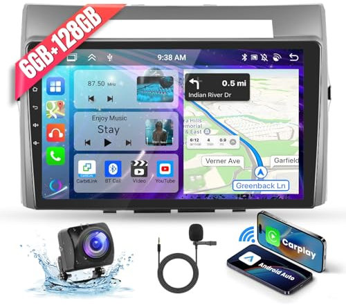 6G&128G 9 Android Autoradio Für Toyota Corolla Verso AR10 2004-2009 mit Wireless Carplay Android Auto,Touchscreen Bluetooth HiFi/RDS/FM Radio + WiFi Navi/AHD Rückfahrkamera/CANBUS