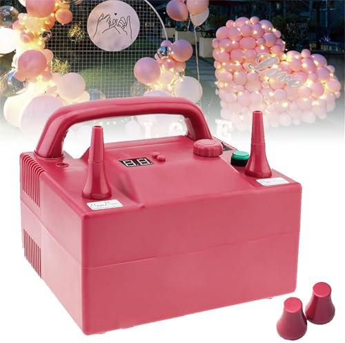 HEAXIY Portable Electric Balloon Blower Pump, Dual Nozzle Balloon Inflator with Timing Function, Perfect for Wedding Birthday Party Decoration