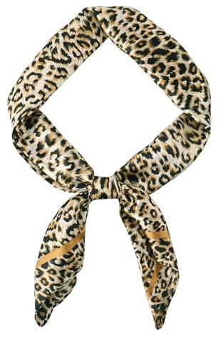 Stylish Silk Feel Bandana for Women Ladies Hair Scarf Leopard Print Neck Scarf for Gifts Travel Vacation Sports Outfits Wear 70 x 70 cm(leopard01)