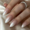 False Nails Almond - White Gradient Nails Press On - 24pcs French Style False Nails - Reusable Acrylic Fake nails Long Stiletto Shape - Glossy Full Cover Stick On nails For Women