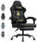 Symino Chaise de Gamer Ergonomique, Chaise Gaming avec Soutien Lombaire Repose-Pieds, Fauteuil de Bureau réglable et pivotant capacité de Charge 150 kg, Cuir PU Noir