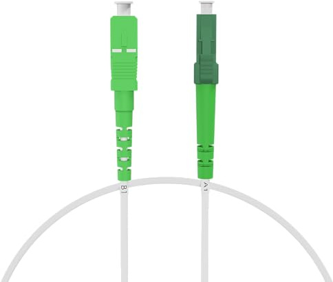 nexinex - weißes 0,5m Glasfaserkabel LC/APC auf SC/APC Patchkabel | LWL Simplex Singlemode OS2 FTTH Glasfaser Lichtwellenleiter Kabel