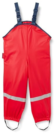 Playshoes Pantaloni fango, salopette antipioggia, fodera in pile, Pantaloni antipioggia antivento e impermeabili Unisex - Bambini e ragazzi, rosso, 86