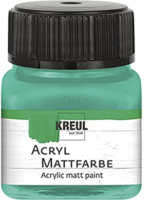 KREUL 75243 - Acryl Mattfarbe, mintgrün im 20 ml Glas, cremig deckende, schnelltrocknende Farbe auf Wasserbasis, für viele verschiedene Untergründe geeignet
