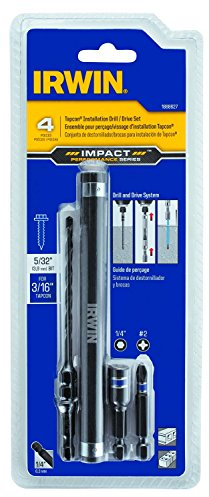 IRWIN Tools 1888627 Impact Performance Series Concrete Screw Drill-Drive Installation Set for 3/16-Inch Screws, 4-Piece