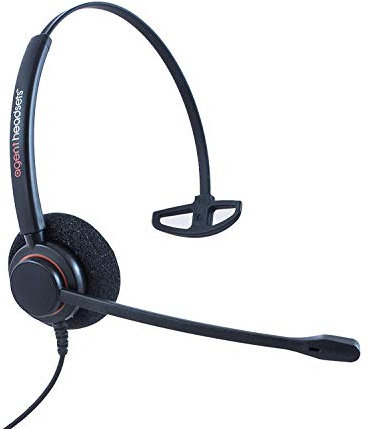 Agent Professional Single Ear Noise Cancelling Office/Call Centre Headset With U10P Bottom Cable works with Mitel, Nortel, Avaya Digital, Polycom VVX, Shoretel, Aastra + Many More