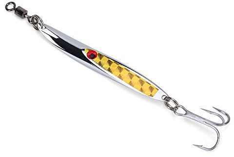 Tbest 1pcs Deadly Dick Fishing Bait Lure with Hook,Fishing Lures Sequins Bait Metal Bass Hard Spoon Bait Jig Lure Artificial Hook Selectable (Yellow 28g) Fishing Lure Spoon Spoon Deadly Dicks Fishing
