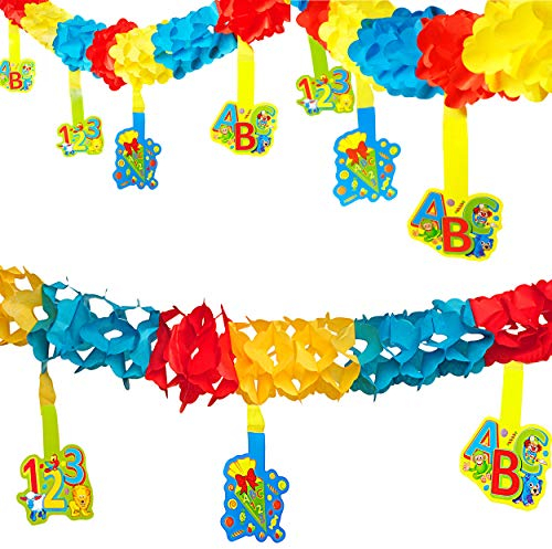 alles-meine.de GmbH 6,0 m - Zieh - Girlande/Wimpel - Schule & Schulanfang - Kindergeburtstag - ABC + Zahlen - Wabengirlande - Schuleinführung/Schule - Kinder/Partykette..