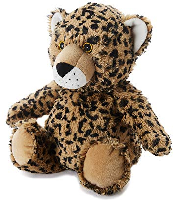 Warmies Leopard Plüschtier Große Größe, Vollständig Mikrowellengeeignet und Gewichtetes Kuscheltier für Angst, Im Gefrierschrank kühlen oder in der Mikrowelle erwärmen, Weiches Wärmekissen