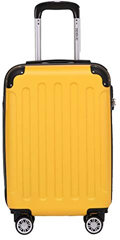 BEIBYE- Hartschalenkoffer Koffer Trolley Rollkoffer Reisekoffer Zahlenschloß 4 Zwilings-Rollen (Yellow, Small-55cm)
