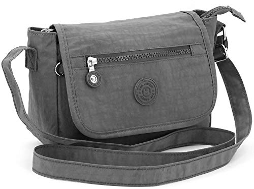 ekavale - Kompakte Umhängetasche – Leichte Handtasche für Damen – Crossbody Messenger Bag – Nylon Schultertasche klein (Grau)