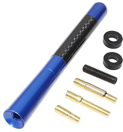 RED WOLF Autoantenne 12cm Kurz Sport Stabantenne für FM AM Radio Empfang | Universal KFZ Dachtantenne, Metall Sportantenne, Ersatz Antenne für VW Audi Toyota Nissan Honda Ford, Biegfest, in Blau