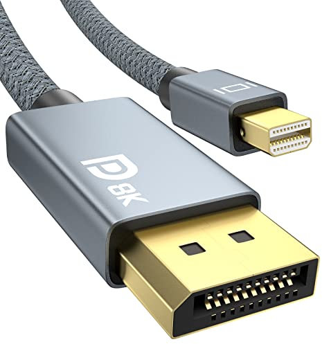 Mini DisplayPort auf DisplayPort Kabel, 2 m, Mini DP auf DP, DP 1.4 Kabel unterstützt AMD Eyefinity, NVIDIA Mosaic Technologie, 8K @ 60Hz, 4K @ 144Hz, HDR, FreeSync, PC, Grafik und mehr
