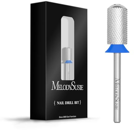MelodySusie Safety Nail Drill Bits, 3/32'' Smooth Round Top Large Barrel Carbide Bits, Suitable for Manicure Pedicure Cuticle Gel Polishing, Beginners Bits, Silver, Series Bit-S, Medium