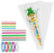 OFFCUP Süßigkeiten Tüten, 50 Stück Transparente Zellophantüten, Bonbon Tüten mit 100 Goldenen Filigranstreifen, 50 Blumen Binden und 5 Bänder, 16 * 30cm Transparent Geschenktüten, Cone Tüte