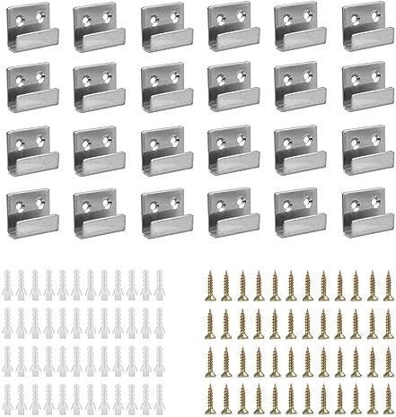 SHUESS 24 Pcs U Shaped Brackets - Mirror Hooks Heavy Duty Stainless Steel - U Brackets for Ceramic Tile - Mirror Hanging Bracket with Screws