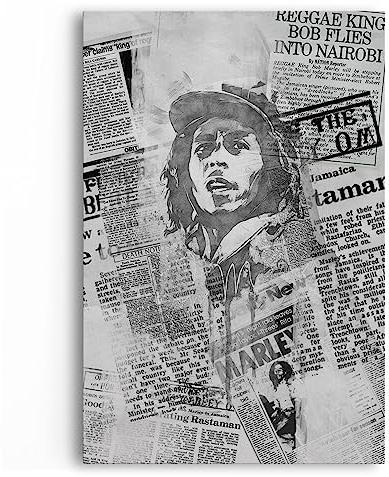 Paul Sinus Bob Marley Musiklegende Reggae Schwarz Weiß Zeitungsartikeln