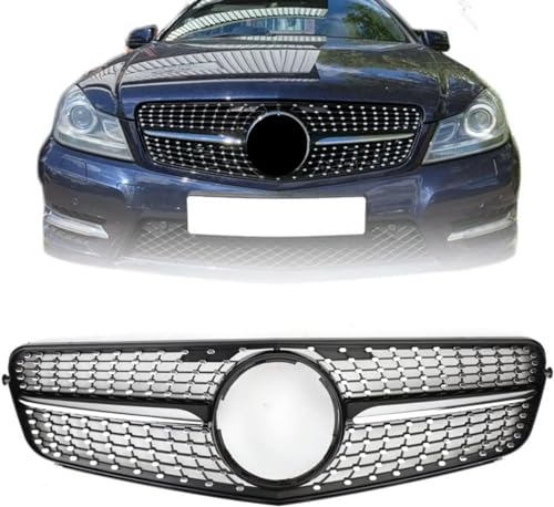 Kühlergrill Frontstoßstange Nierengitter für Mercedes W204 C200 C300 2008 2009 2010 2011 2012 2013 2014, Auto Frontgrill Dauerhaft Front Grill Renngrill