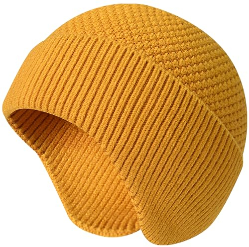 VIAUMBR Wintermütze Herren haube strickmütze Kopfbedeckung Mütze Damen Winter Unisex warme Dicke Skimütze (37 Gelb)