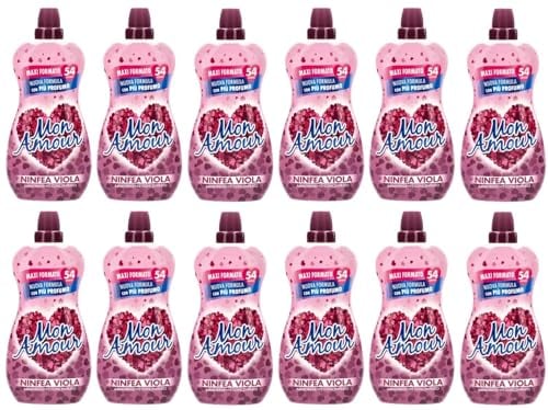 12er-Pack Felce Azzurra Mon Amour Konzentrierter Weichspüler,Ammorbidente Concentrato Ninfea Viola,54 Wäschen,1350ml