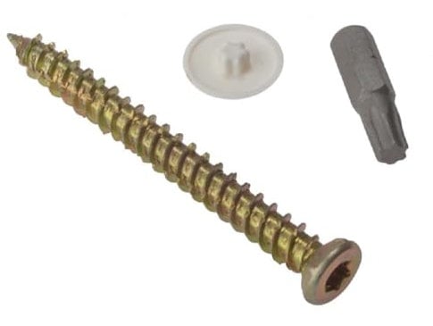 20 X 7.5mm x 112mm Door & Window Concrete Frame Screws with Caps & Torx Bit