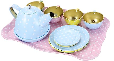 Abaodam 3 Juegos Juego de té de simulación Juego de cafetera Juguete de niña mostrada Juguetes Infantiles Kit de simulación de Cocina vajilla hojalata Suite Tetera Modelo niño