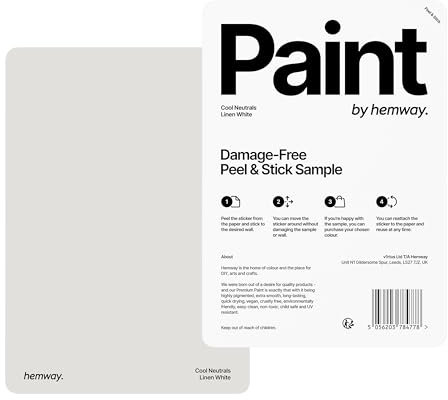 Hemway - Peel & Stick Sample for Our Premium Chalk Paint - Linen White | A5 Damage-Free, Accurate Colour Swatch | Easily Test Our Chalky Matt Shabby Chic Finishes for Interior Furniture & Walls