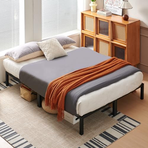 FetiNes Bettrahmen 140 x 190 cm mit Lattenrost, Blockbett Metallbett Bett Betten Bettgestell für Schlafzimmer Gästezimmer - Schwarzer