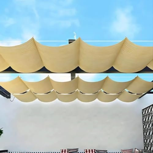 Geovne Voiles d'Ombrage de Vague Rétractable,Couverture d'Ombre Respirants,Toile d'Ombrage à 90%,Filet d'Ombrage,Tissu HDPE,Auvent,pour Terrasse en Pergola en Bois (0.9x5m/3x16.4ft)