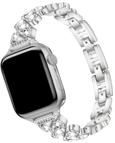 Pulsera Metal Bling Compatible con Apple Watch 8 45mm, Ajustable Purpurina Brazalete Correas de Repuesto de Acero Inoxidable Compatible con iWatch 42mm 44mm 45mm 49mm Serie Ultra 9 8 7 6 5 4 3 2 1
