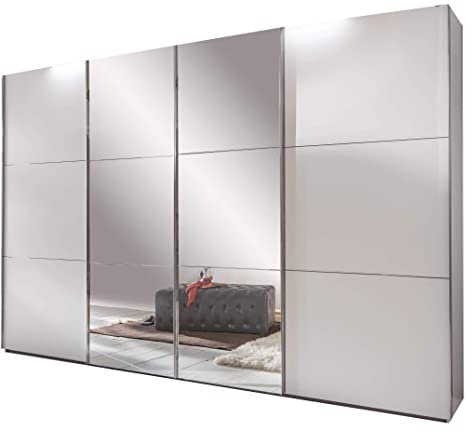 Modern Canterbury 545 300 4 Door Sliding Wardrobe with Mirror Insets and LED Lights