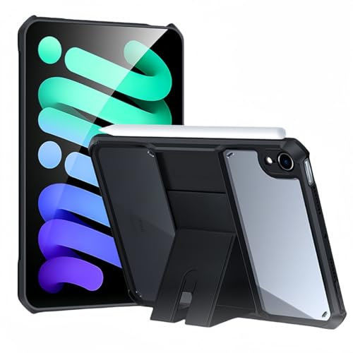Clear Case for iPad Mini 7 A17 Pro Case with Stand, iPad Mini 7th / 6th Generation Transparent Case Back Cover Kickstand Case Slim Light Drop Safe for iPad Mini 6/7 (2024/2021)