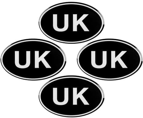 Tabanzhe UK Car Stickers-4PCS Self-adhesive UK Stickers Europe Durable Waterproof Oval UK Plates Decal for Vans Trucks Motorcycles Window