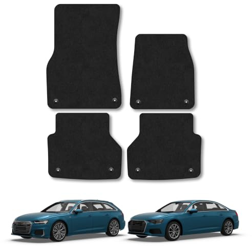 Audi A6 (2018-2025) Carpet Car Mats | Black Edge Trim Tailored Fit Floor Mats Full Coverage Protection Accessories Easy Clean Anti Slip Made in the UK